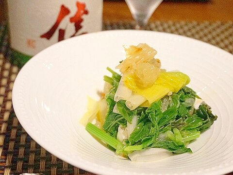 【東京食材】明日葉とうるい、文旦のかんずり和え